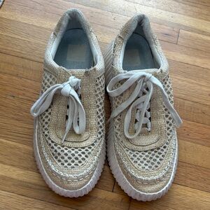 Dolce Vita Cream Woven Lace-Up Sneakers